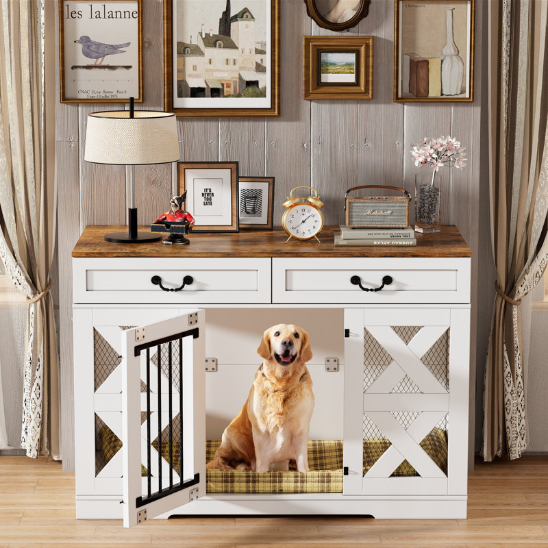 Tucker Murphy Pet™ Large Dog Crate Furniture & Reviews | Wayfair - Large Dog Crate Frame With Window Seats